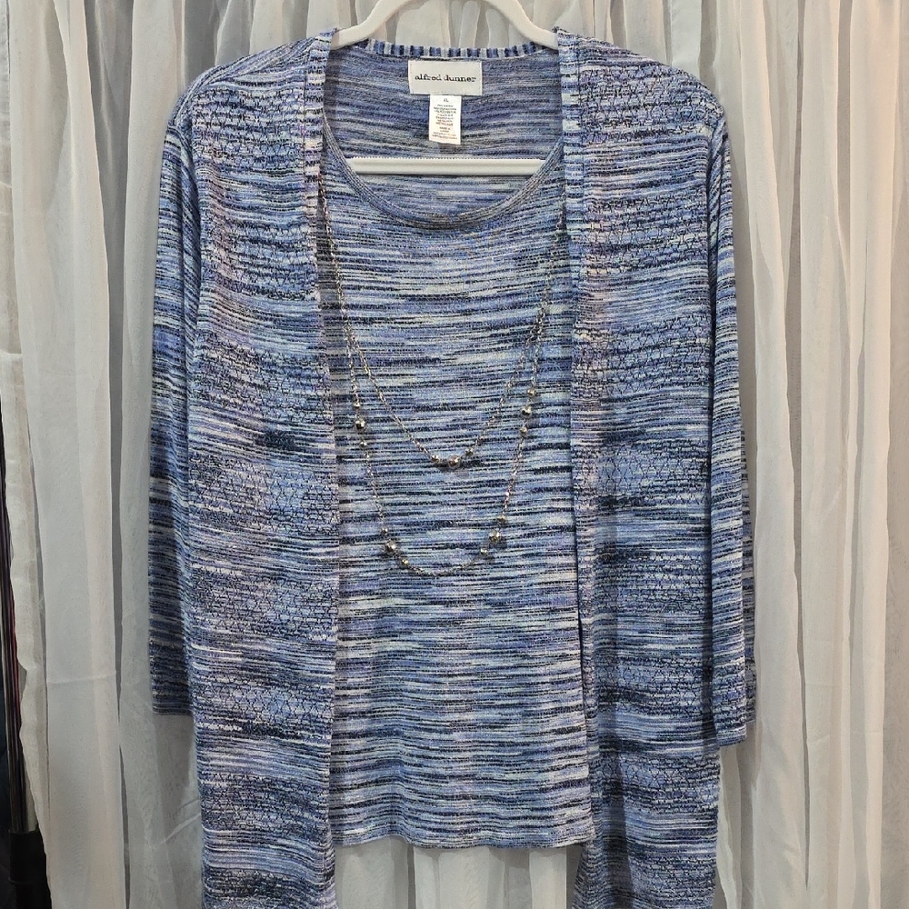 #151 Alfred Dunner Multicolor Layered Women's Blouse with Necklace